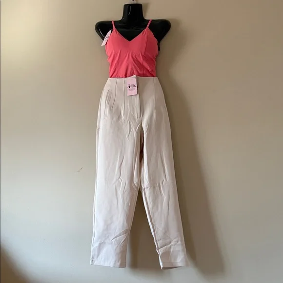 Women's Cream High-Waist Tailored Jumpsuit - Picture 4 of 4